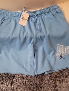 Jordan Light Blue Athletic Shorts with Embroidered Logo